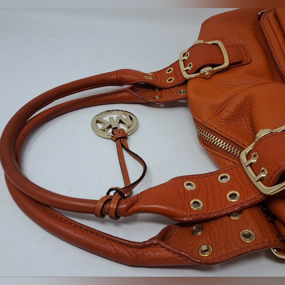 Michael Kors Women's Purse Handbag Bag Burnt Orange Leather Gold Hardware - Picture 13 of 16